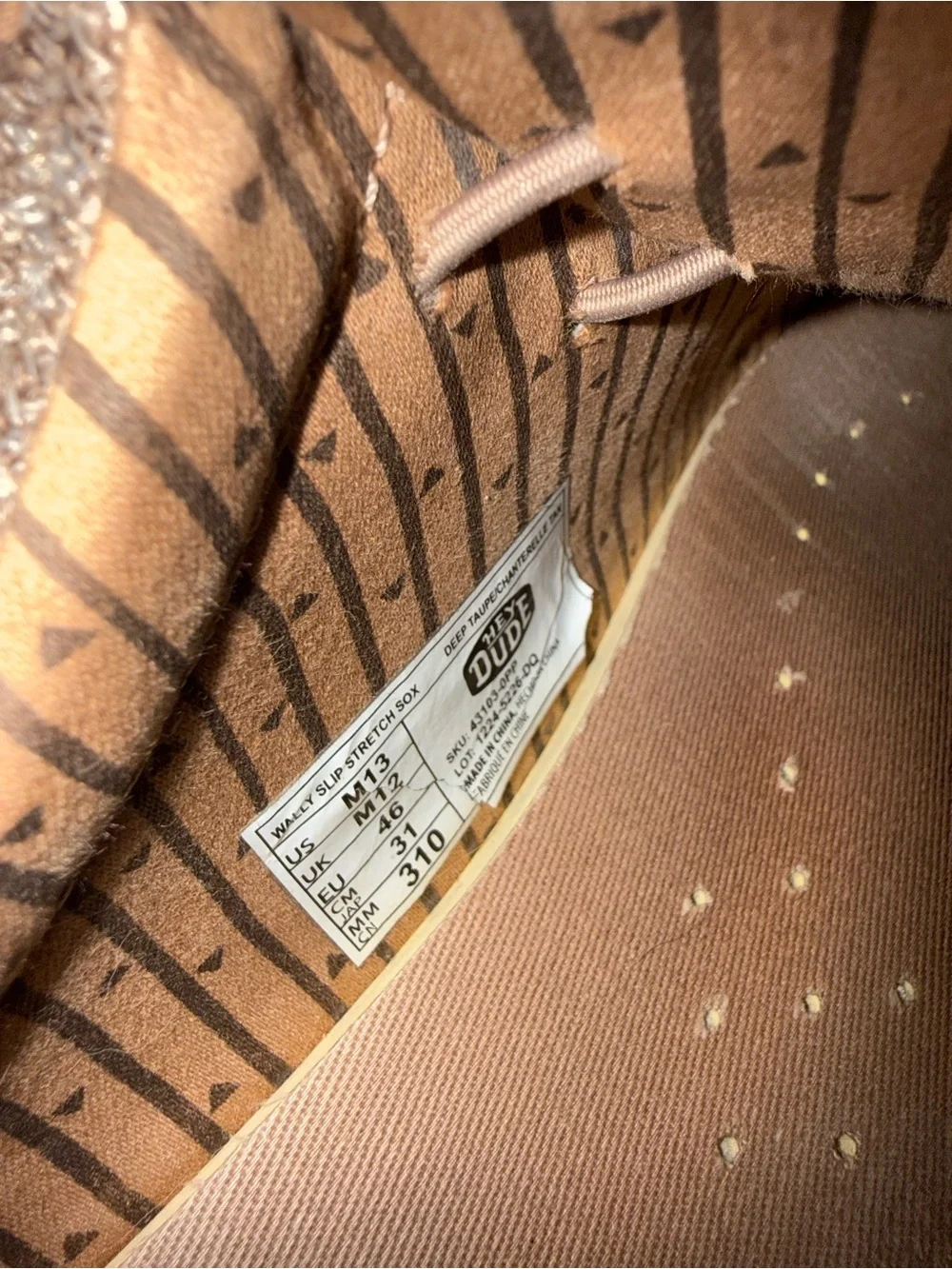 Hey Dude Men's Wally Stretch Sox shoes in a brown or tan textured knit fabric 13